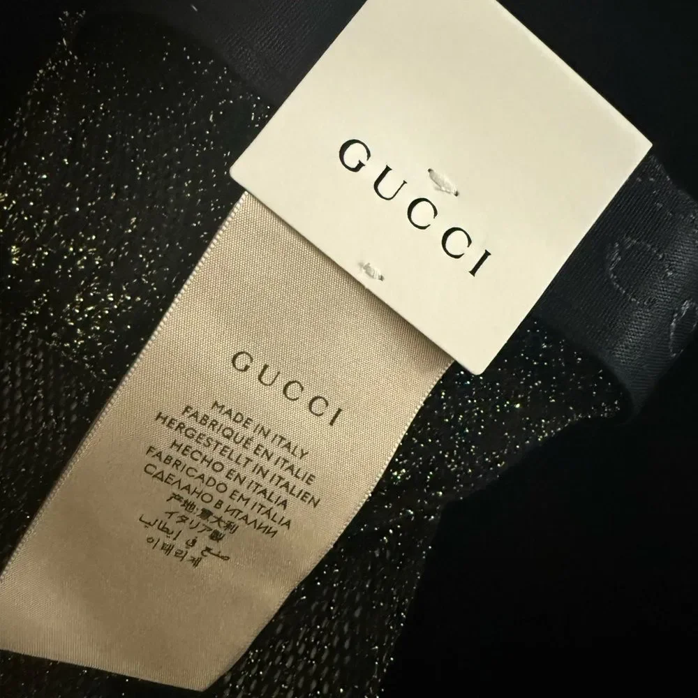 Brand new Gucci logo tights Black and Gold size large - Picture 7 of 8